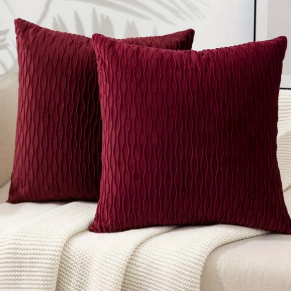 XL Set 2 Petal Pink Soft Ripple Corduroy Velvet Pillow Covers Throw Pillows New - Picture 12 of 12